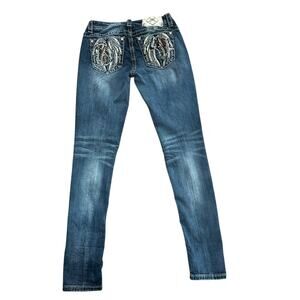 Miss Me Easy Skinny Jeans Sz 26 Aztec Angel Wing Cowboy Rock Southwestern Boho